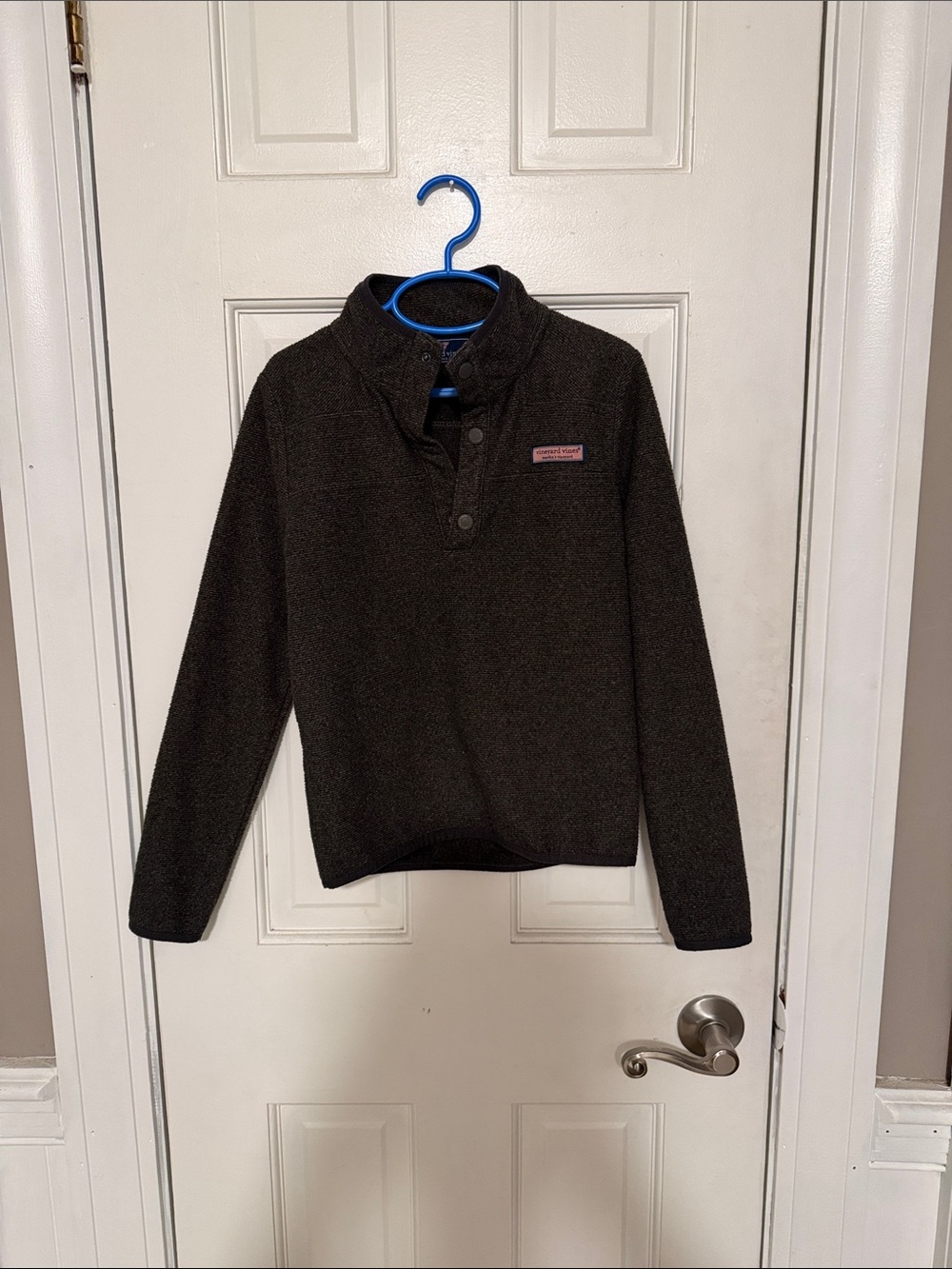 Vineyard Vines Boys Grey Snap-Quarter Fleece Pullover